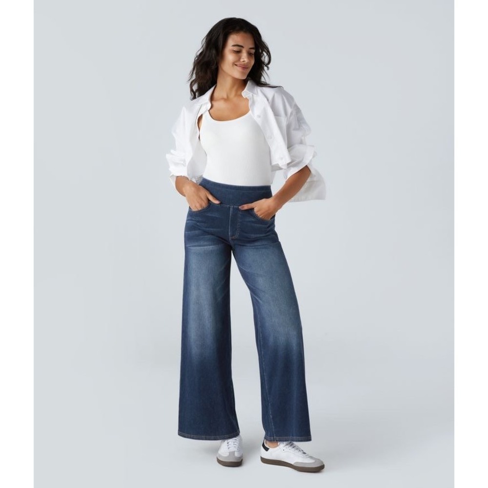 Halara Baggy Flex™ High Waisted Pockets Baggy Wide Leg Washed Casual size L - Picture 7 of 16
